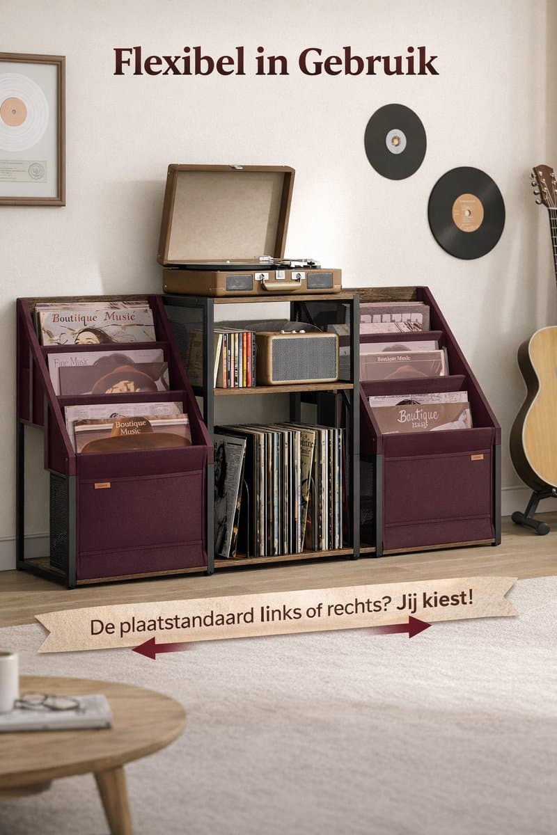 House of Balance LP Speler Meubel - Platenspeler meubel - Platenspelerkast - LP Kast - Vinylkast - LP opbergkast - 30×81×69 cm thumbnail 7