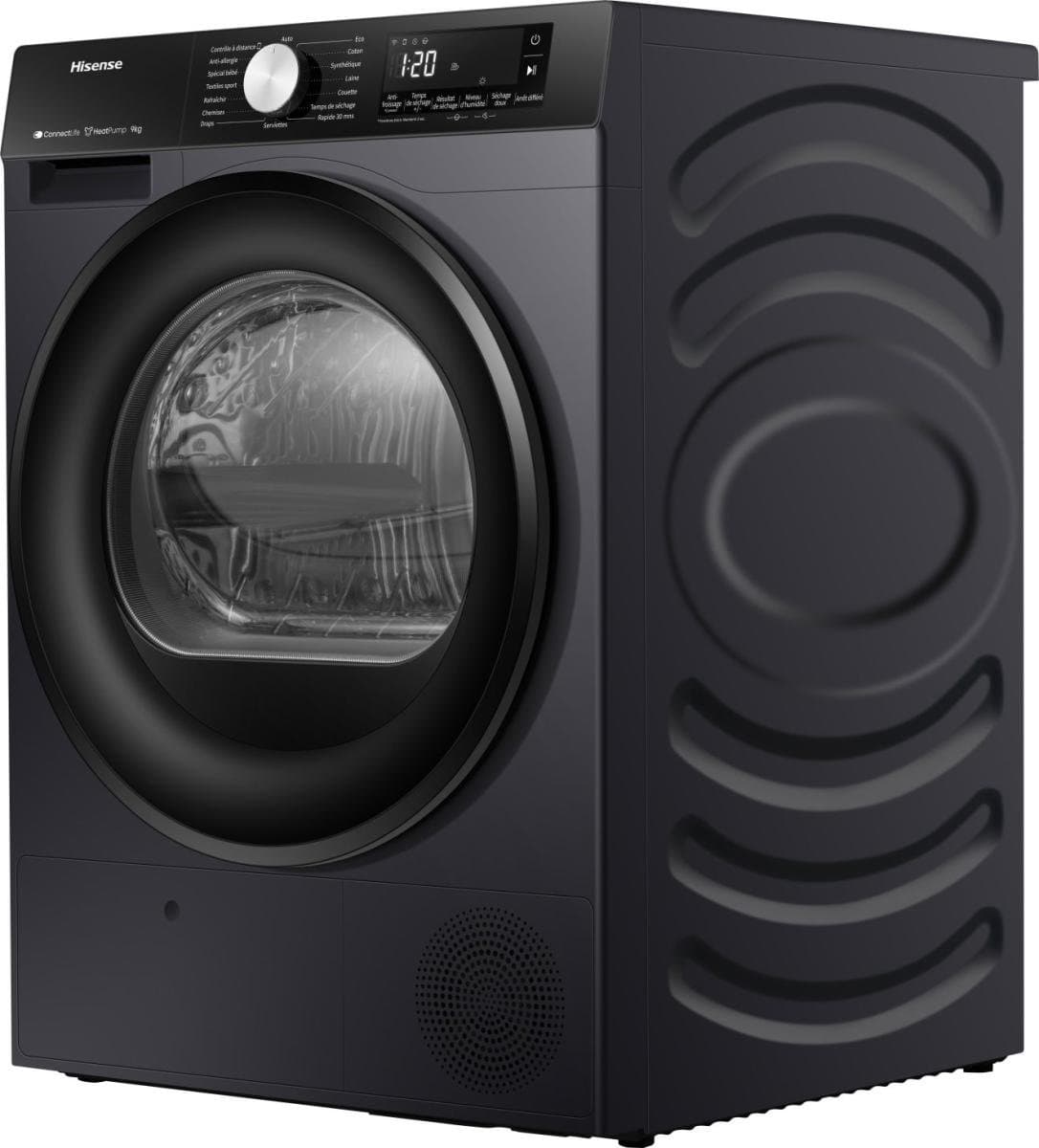 Hisense DH3S902BBCC - Condensdroger - 9 kg - Vrijstaand - Voorbelading - Warmtepomp - Zwart - Draaiknop - TouchControl - 63 dB(A) - Ion Refresh - Allergy Care - Auto Dry thumbnail 4
