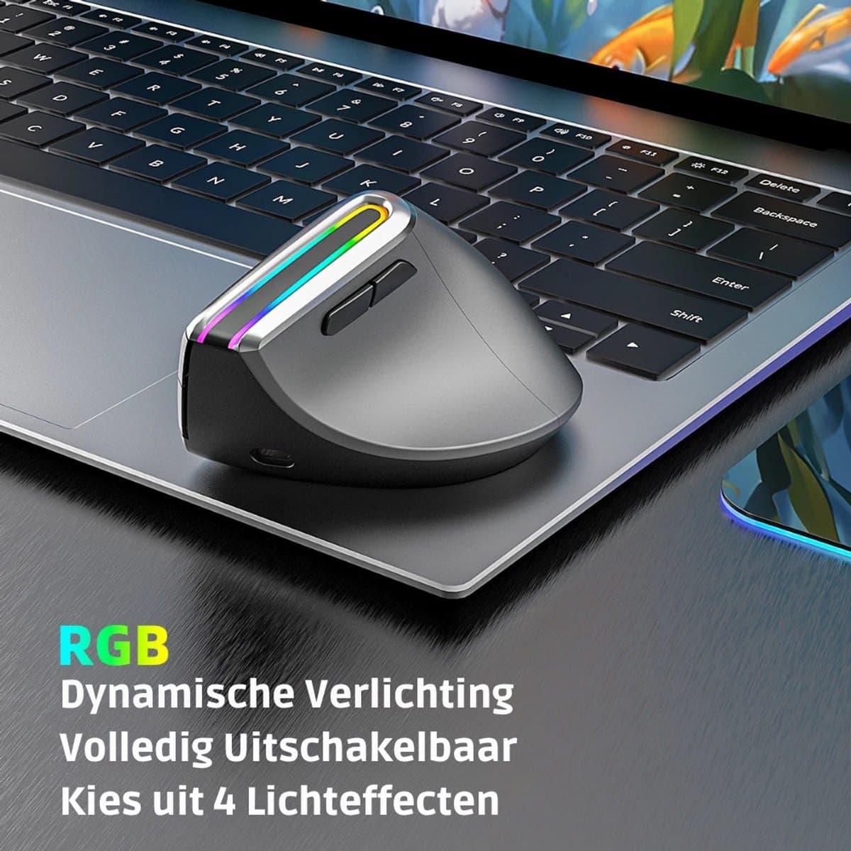 Verticale Muis Ergonomisch Draadloos - Rechtshandige Muis - 800 tot 3200 DPI Verstelbaar - 6 Knoppen - Bluetooth en USB Ontvanger - Voor Laptop & PC thumbnail 7