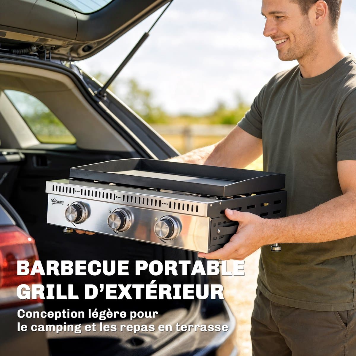 Outsunny Gasgrill - Roestvrij staal, metaal - 62 x 49 x 23 cm - Zwart thumbnail 4