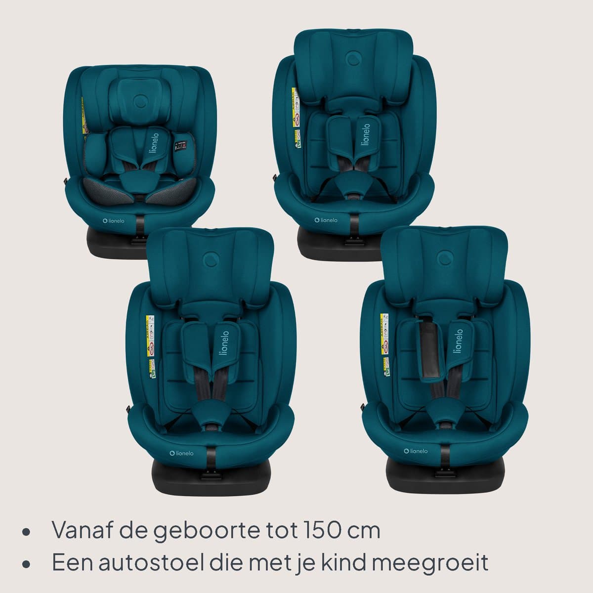 Lionelo Bastiaan 4in1 - Autostoel ISOFIX 360° Draaibaar - van Geboorte tot 12 jaar (40-150 cm / Groep 0/1/2/3) - RWF & FWF - Memory Foam - SideProtect - Volledig verstelbaar - Comfortabele Brede Zitting - Autostoeltje i-Size thumbnail 3