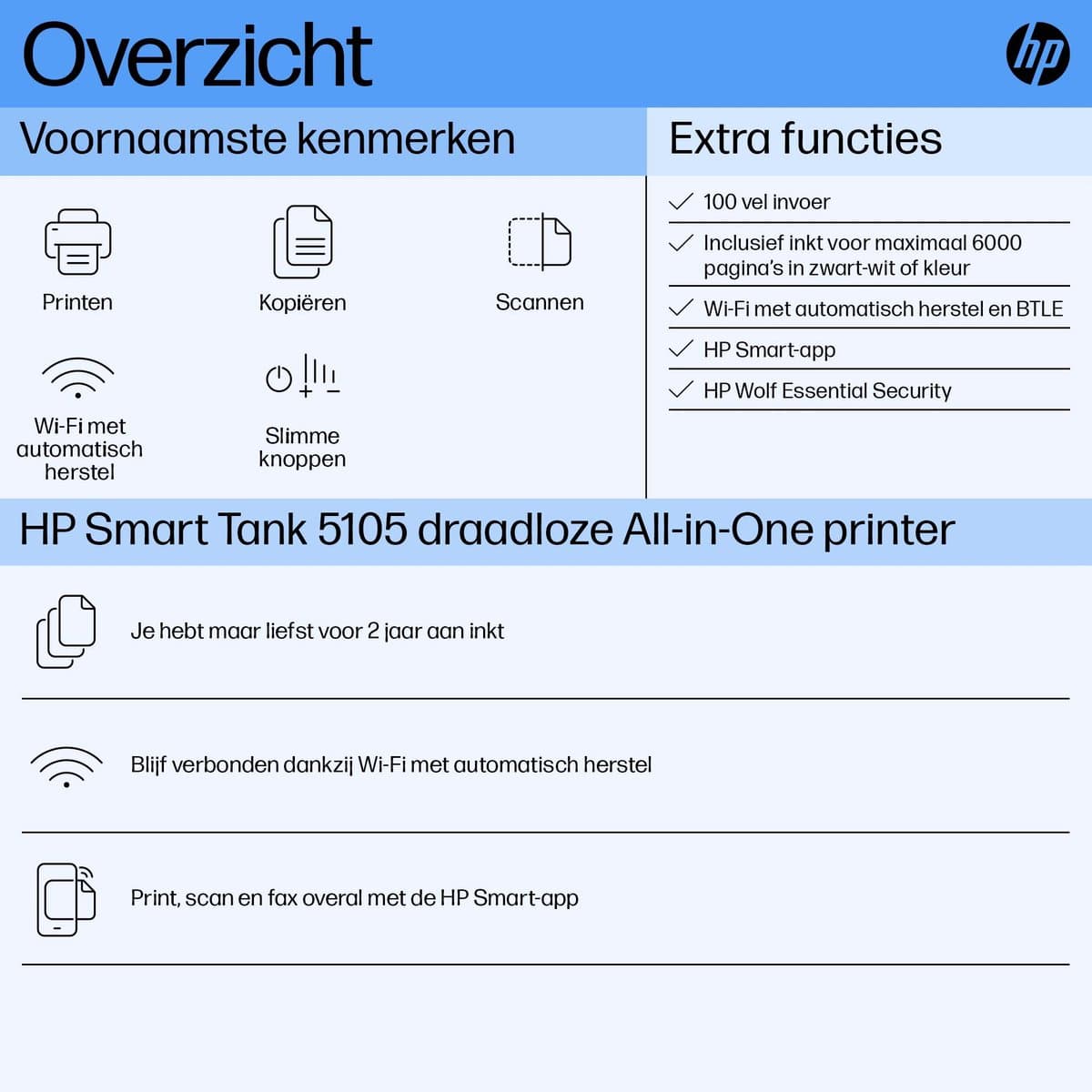HP Smart Tank 5105 All-in-One Inkttank Printer - 3 jaar inkt thumbnail 8