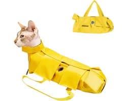 Sander Shop Opvouwbare Beschermende Tas voor Kattenverzorging - Anti-Kras Bijt Huisdierbegrenzer voor Klauwverzorging, Nageltrimmen, Oogdruppels, Oorreiniger (S, Geel)