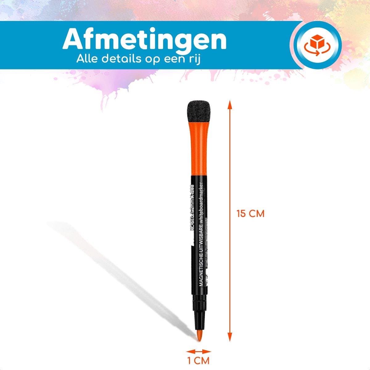 Whiteboard Markers - Dry Erase Pens - Magnetisch Met Afveegknop - 12 Stuks - Kantoor School Thuis Wit thumbnail 4