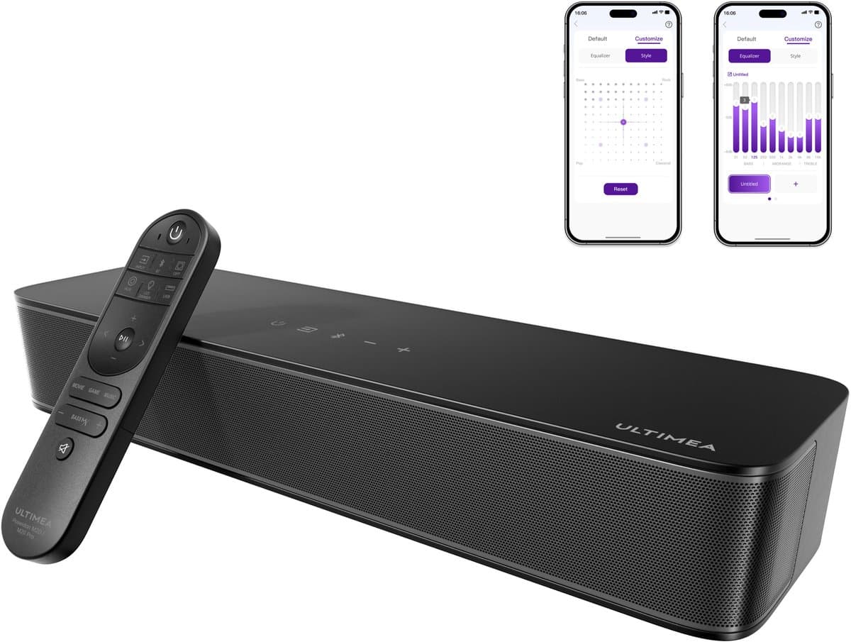 ULTIMEA 2.1-kanaals compacte soundbar voor tv, 3-inch ingebouwde subwoofer, 120 W piekvermogen, alles-in-één pc-soundbar voor gaming, Bluetooth 5.4, Poseidon M20 thumbnail 5