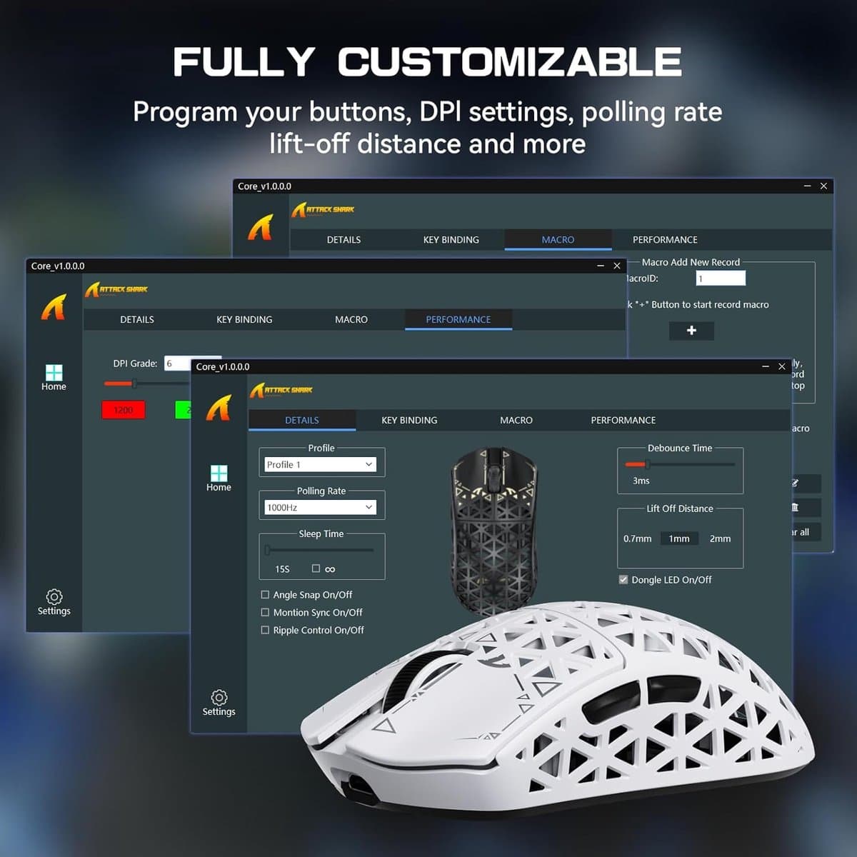 ATTACK SHARK R5 Ultra - Gamingmuis - Koolstofvezel Behuizing - 39g Ultralicht - HyperSpeed Draadloos - 2.4G / Bluetooth / USB-C Bedraad - PAW3950MAX Sensor - 8000Hz Pollingsnelheid - 42.000 DPI - Windows & Mac - Wit thumbnail 2