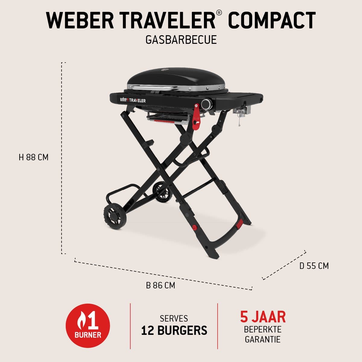 Weber Traveler Compact - Stealth Edition - Gasbarbecue thumbnail 2