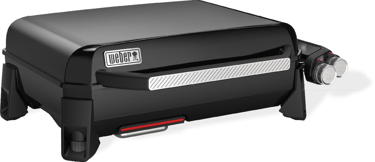 Weber Slate Plancha - 56 cm Bakplaat - Gasbarbecue - 2 Branders - Zwart - Verstelbare poten - Deksel voor bescherming - Bereikt tot 260 °C - Porselein geëmailleerde bakplaat met anti-aanbaklaag thumbnail 3