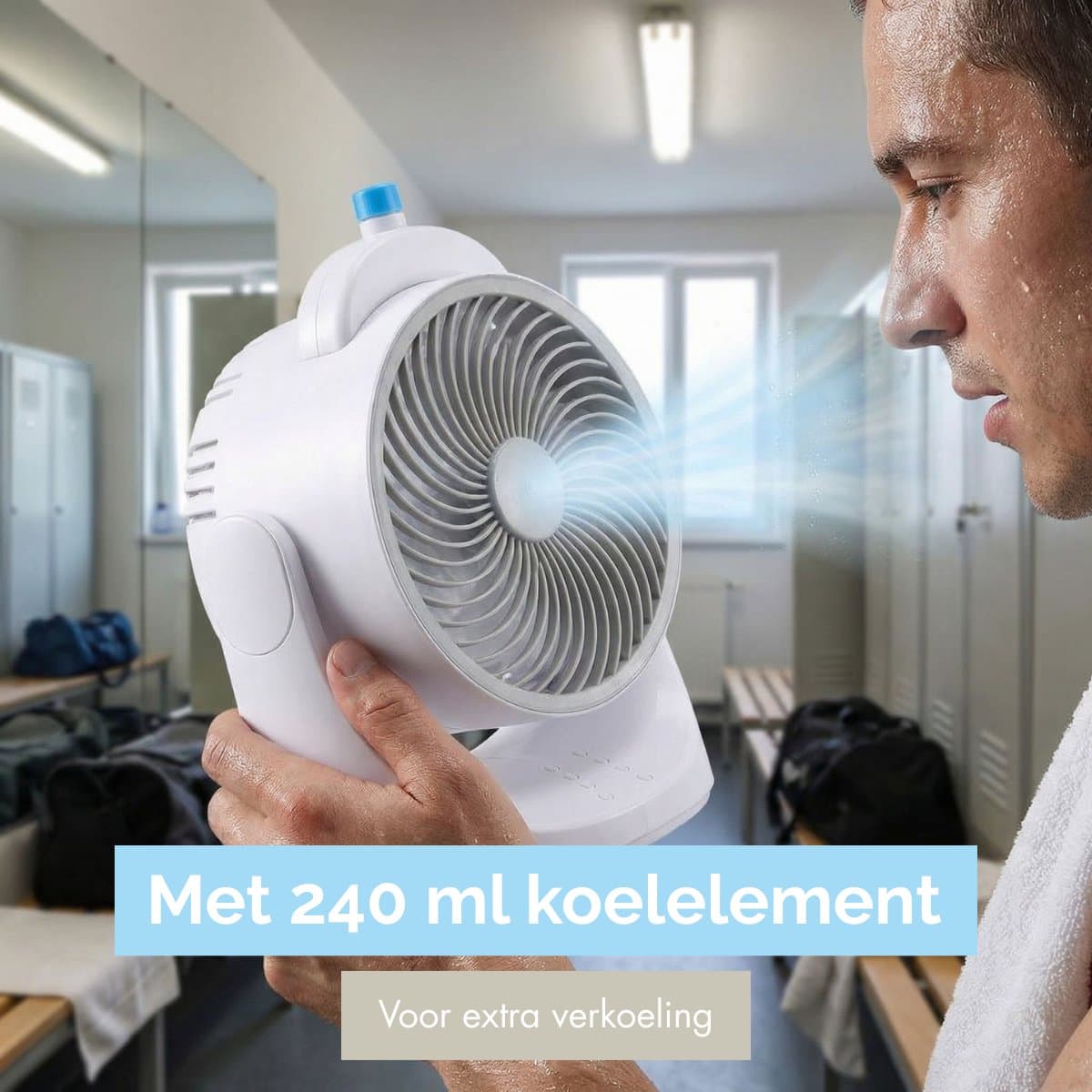 Mini Tafelventilator met Koelelement - Verstelbare Mini Ventilator met 3 Standen - USB Ventilator met LED Licht - 240 ML Koelelement - voor Tafel Bureau Slaapkamer thumbnail 6