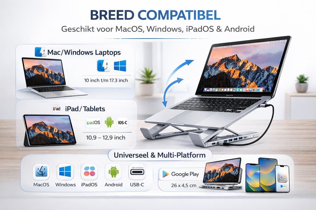 Laptopstandaard USB-C Docking Station 8-in-1 HDMI 4K Aluminium thumbnail 6