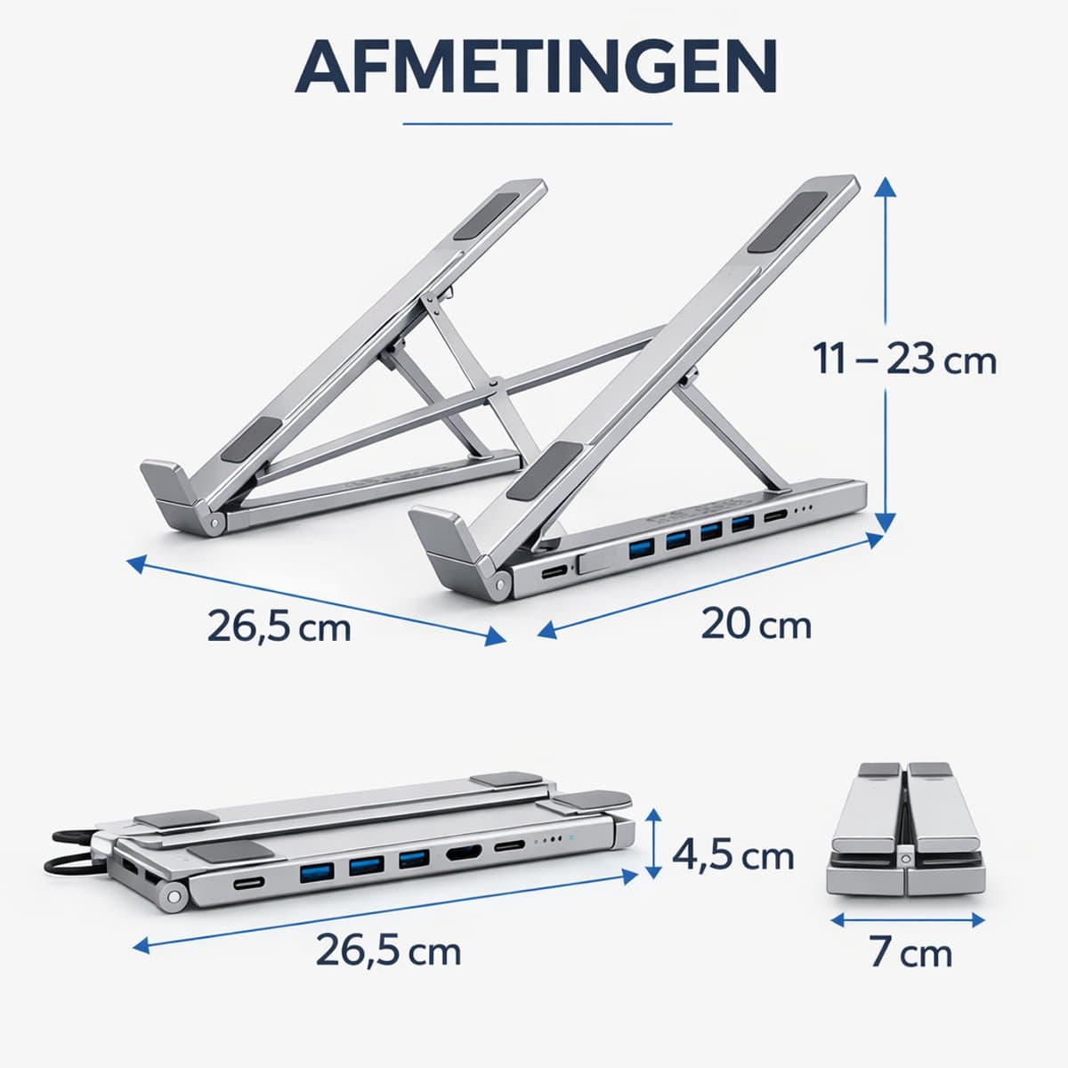 Laptopstandaard USB-C Docking Station 8-in-1 HDMI 4K Aluminium thumbnail 2
