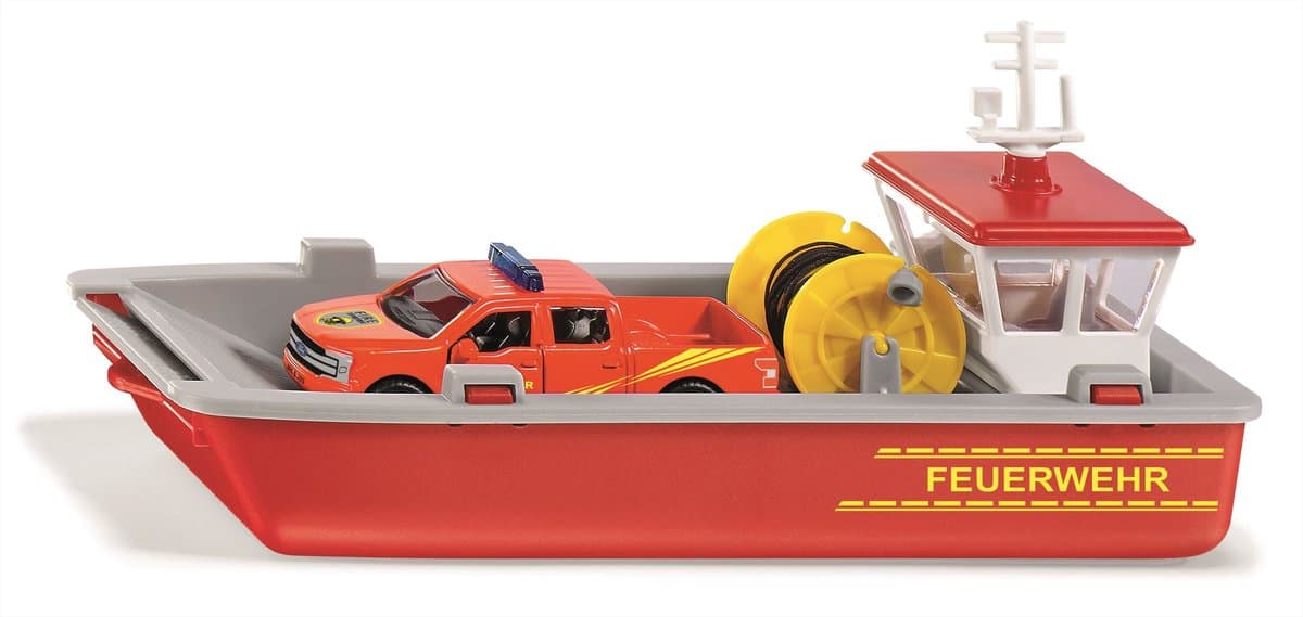 SIKU Brandweer werkboot 1:50 met Ford F150 en draaibare slanghaspel - afbeelding 1