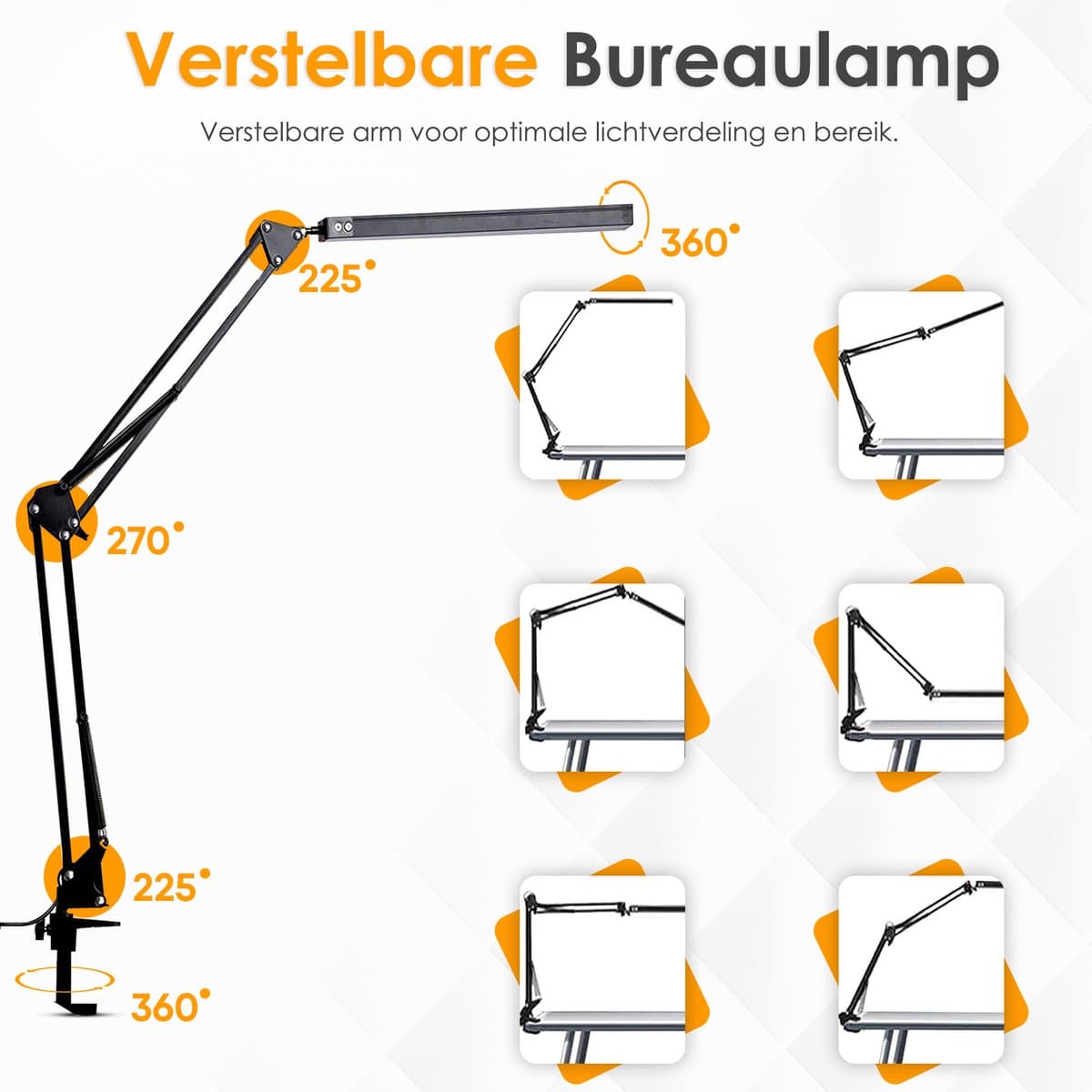 Vesfy LED Bureaulamp met Klem - Dimbaar - 3 Lichtkleuren & 10 Helderheidsniveaus - Verstelbare Leeslamp voor Bureau & Werkplek thumbnail 6