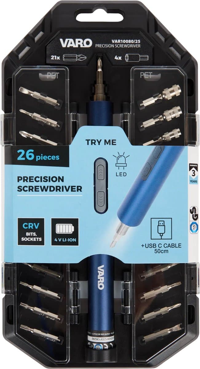 Varo - VAR10080/24 - Elektrische schroevendraaier set - 26 delig - afbeelding 1
