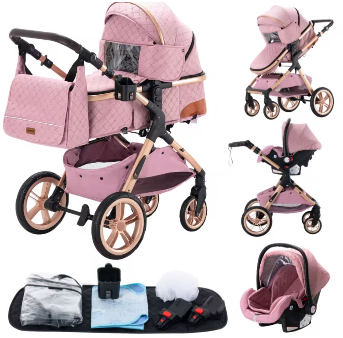 buggy - kinderwagen 3 in 1 - Draagbare Reizen Kinderwagen Aluminium Frame Opvouwbare Kinderwagens Hoge Landschap Auto voor Pasgeboren Baby thumbnail 5