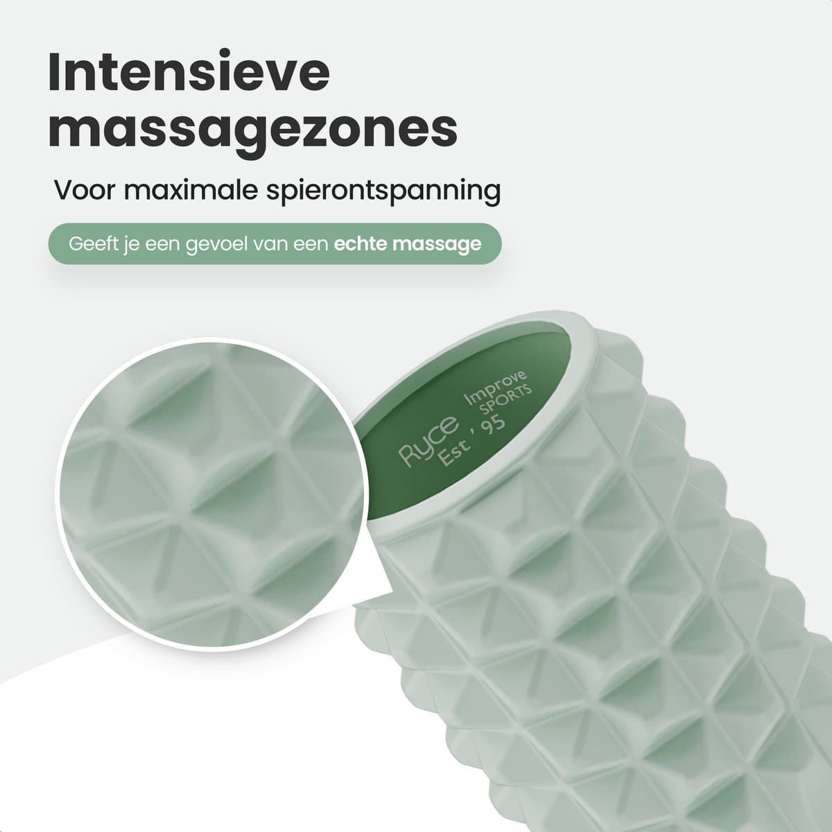 Ryce® Foam Roller - Massage - Triggerpoint - 33cm - Medium - Mintgroen thumbnail 7