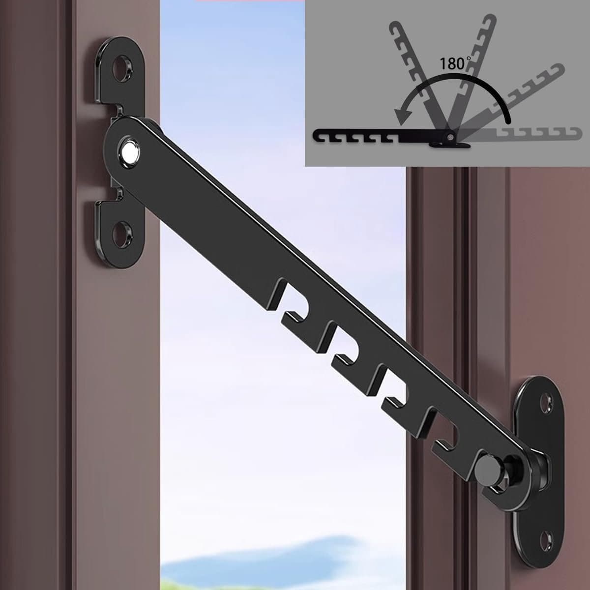 2 stuks Raamvastzetter en Deurvastzetter, draairaambegrenzer, raambegrenzer om de raamopening aan te passen, Kinderslot Raam, raamopeningbegrenzer met schroeven, om de raamopening aan te passen, Zwart thumbnail 3