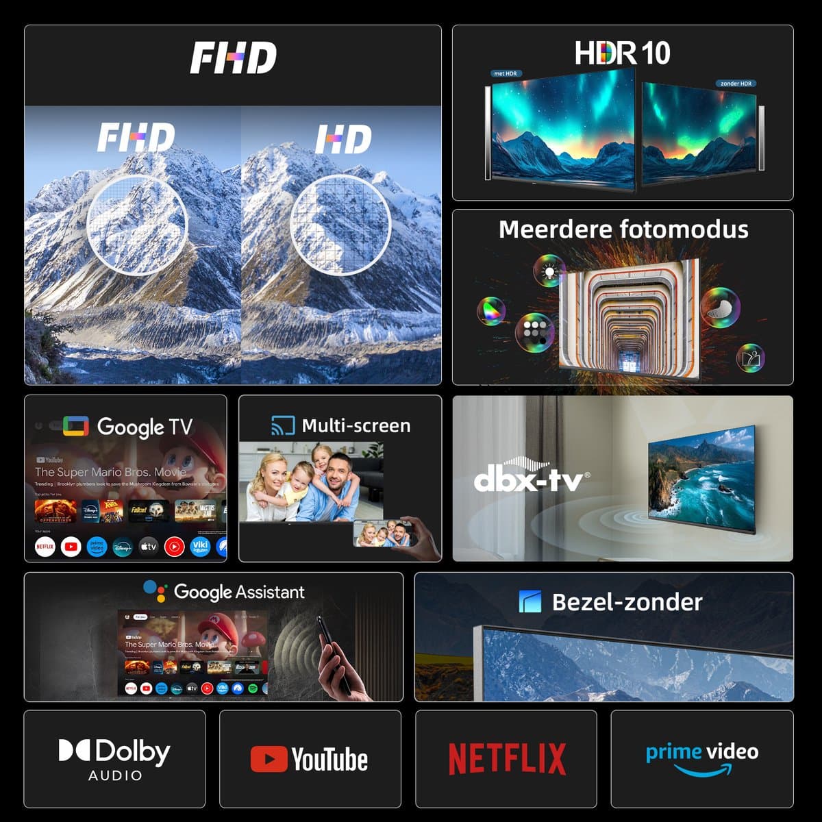 CHiQ L40FT - Smart TV 40 Inch - Full HD - Google TV - Randloos Metal Design - Dolby Audio - Nieuw thumbnail 3