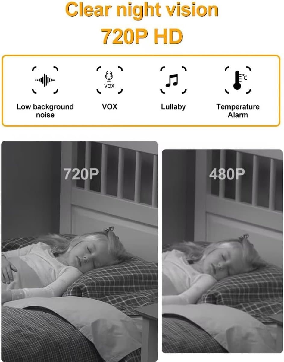 Babyfoon Met Camera - Video en Audio - Baby Monitor - 4.3 Inch - Wit thumbnail 6