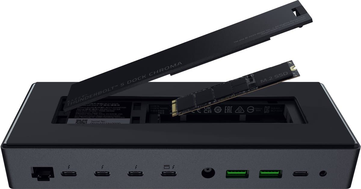 Razer Thunderbolt 5 Dock - Docking Station - 10 poorten - M.2-opslagsleuf - Chroma RGB - Zwart thumbnail 5