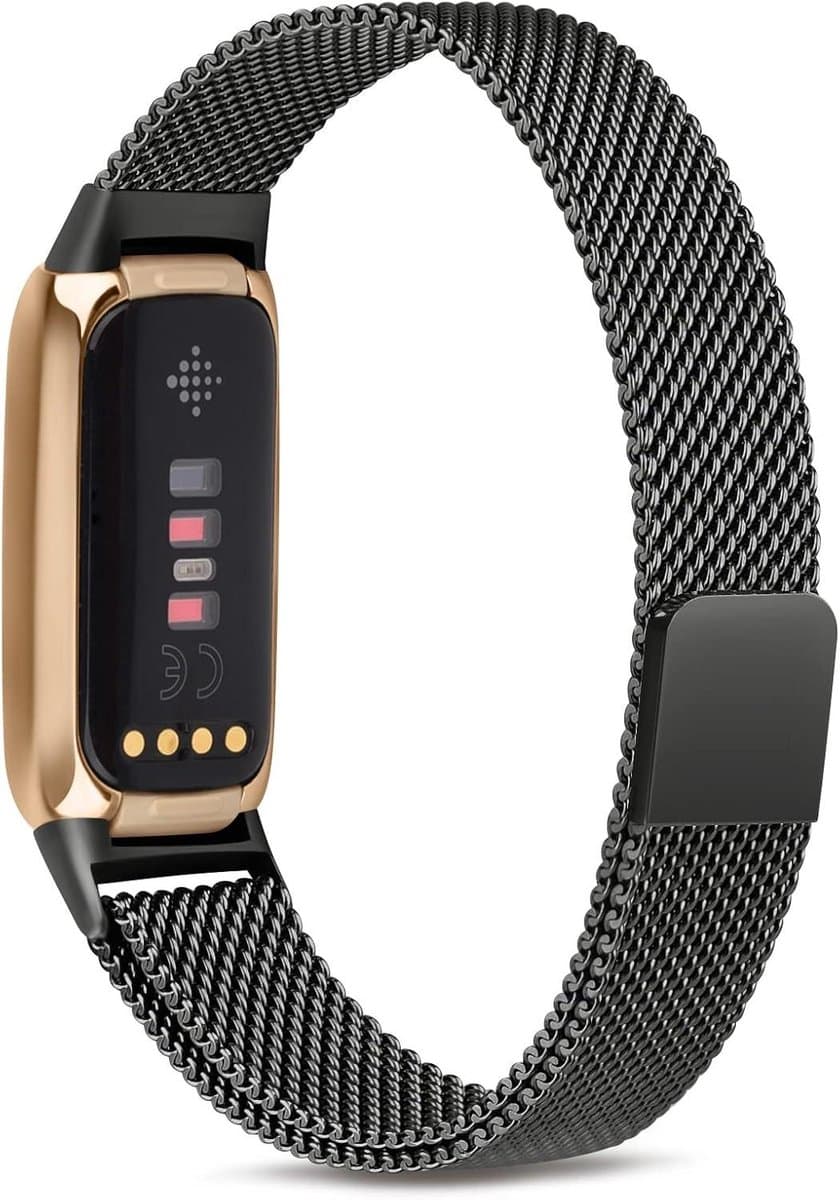JGS Premium - Armband van roestvrij staal met magnetische sluiting voor Fitbit Luxe - Zwart - Accessoires Fitnesstracker thumbnail 7
