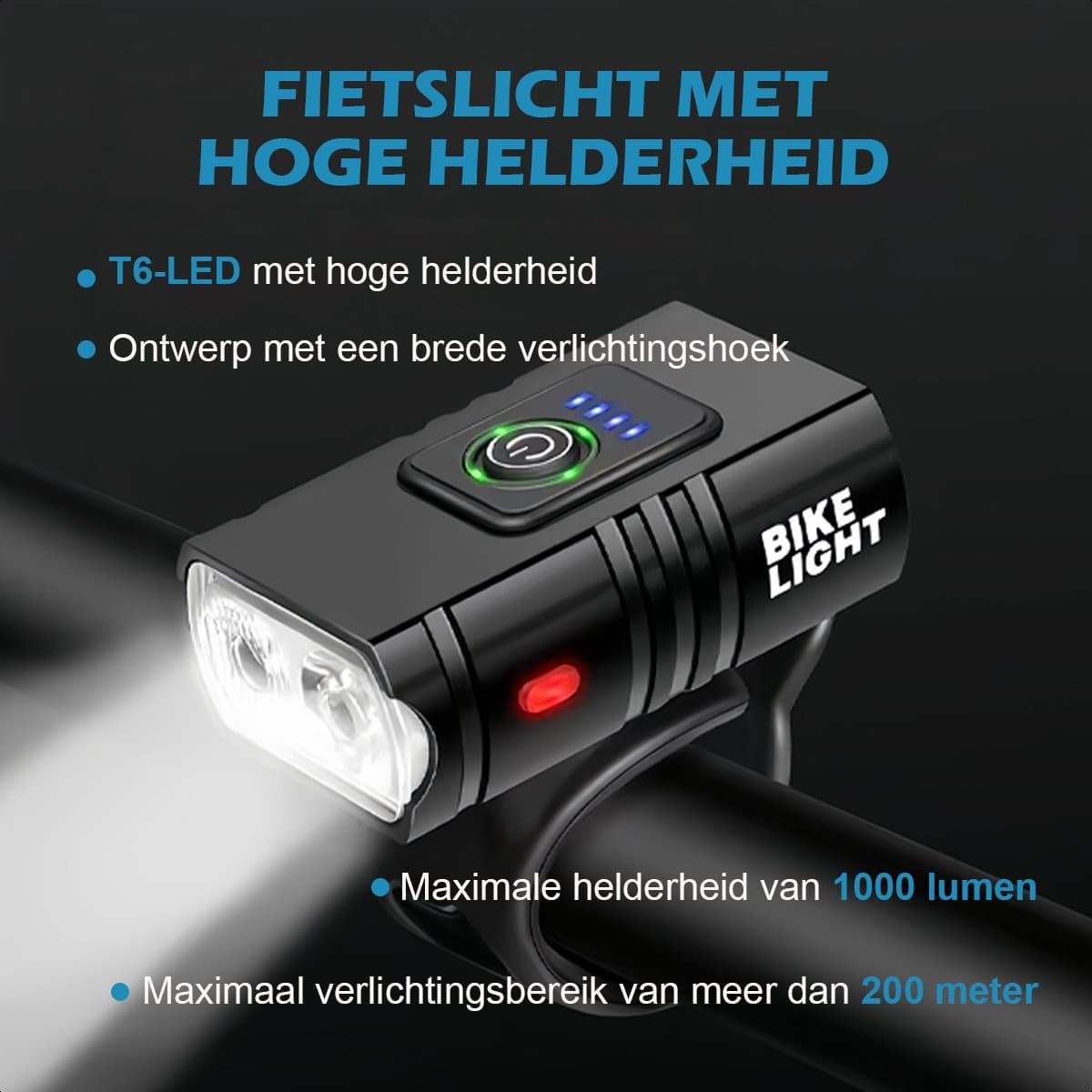 Fietsverlichting set - usb oplaadbaar - Fietslamp voorlicht 1000 lumen - Achterlicht fiets - Richtingaanwijzer fiets en fietsbel alarmsound - Led fietslamp - Mountainbike en racefiets - Waterdicht thumbnail 2