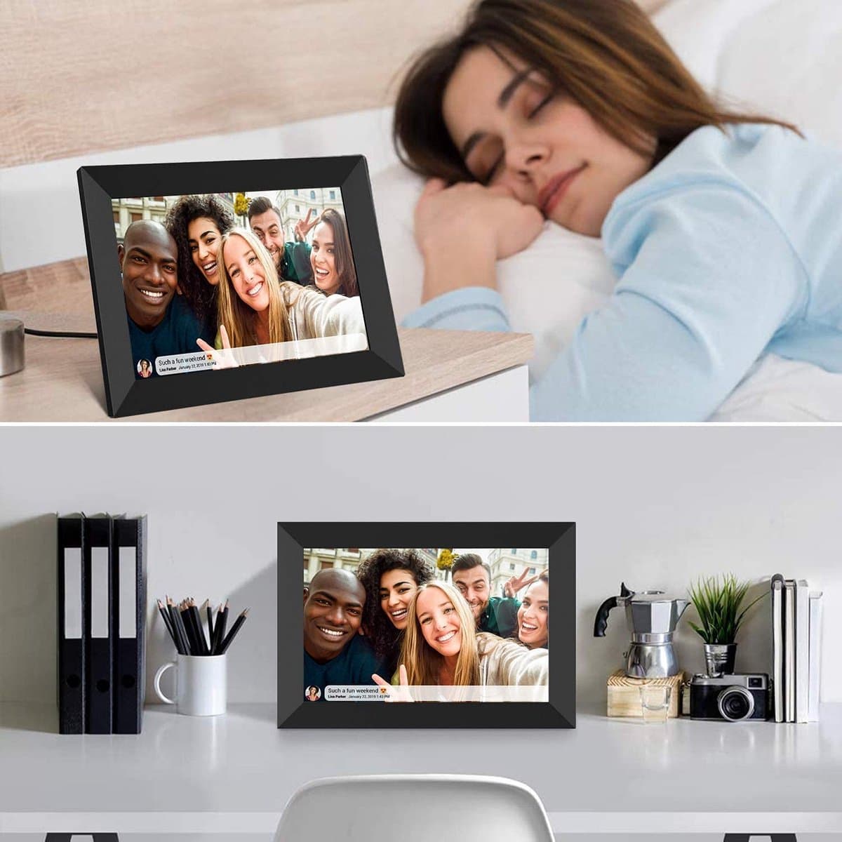 Digitale fotolijst met WiFi en Frameo App - 10.1 inch HD+ IPS Display - Fotokader met Touchscreen - 32GB - Zwart - Frameo digitale fotolijst - digitale fotokader - digitaal fotolijstje thumbnail 6