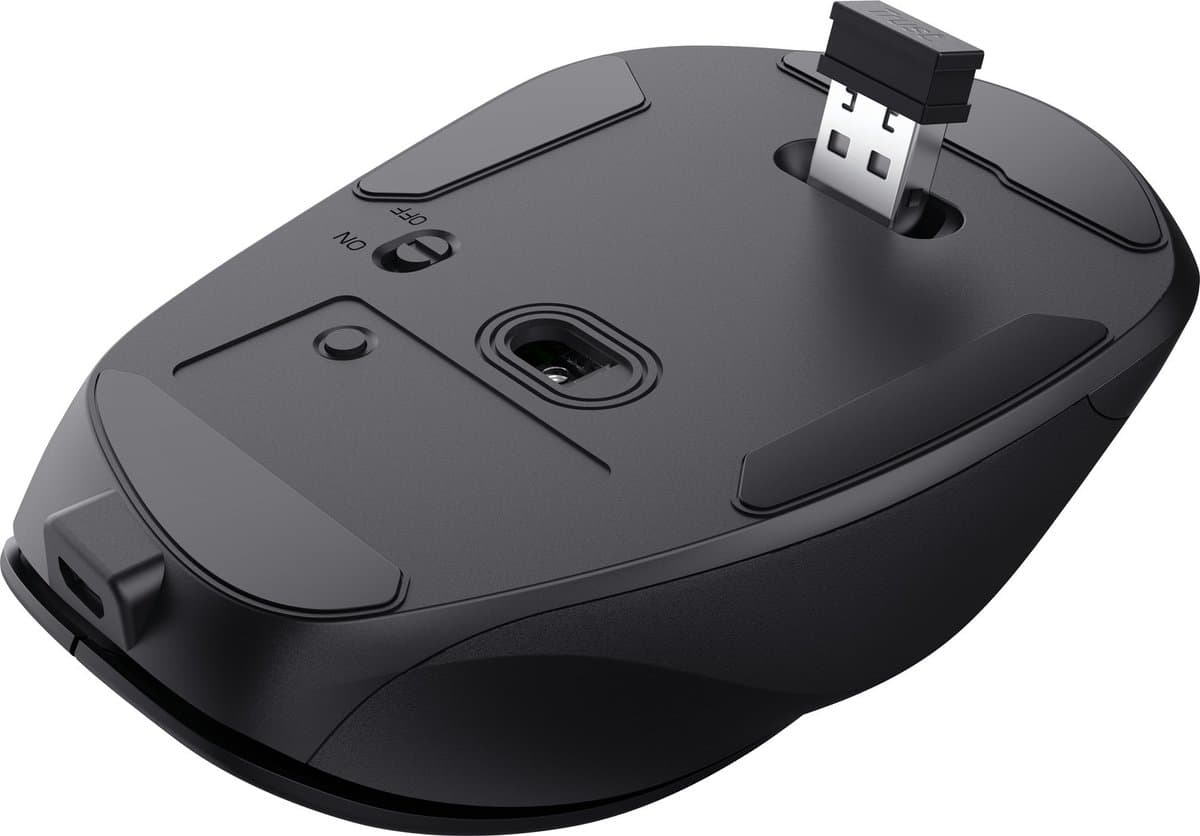 Trust Fyda - Draadloze Muis met USB-ontvanger - Comfortabele grip - Oplaadbaar - Zwart thumbnail 5
