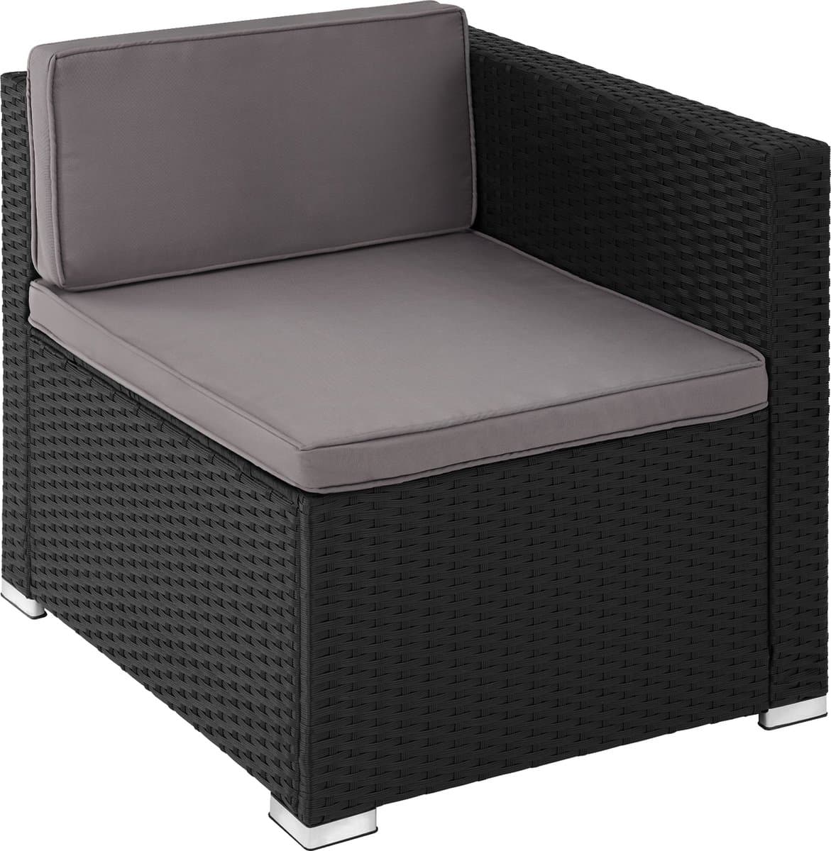 tectake® wicker Loungeset, buitenzitgroep, set met bank, 2 fauteuils, kruk, tafel, vrij combineerbaar, tuinmeubelen voor 5-6 personen, voor tuin, terras, balkon, inclusief kussens - zwart - poly-rattan thumbnail 7