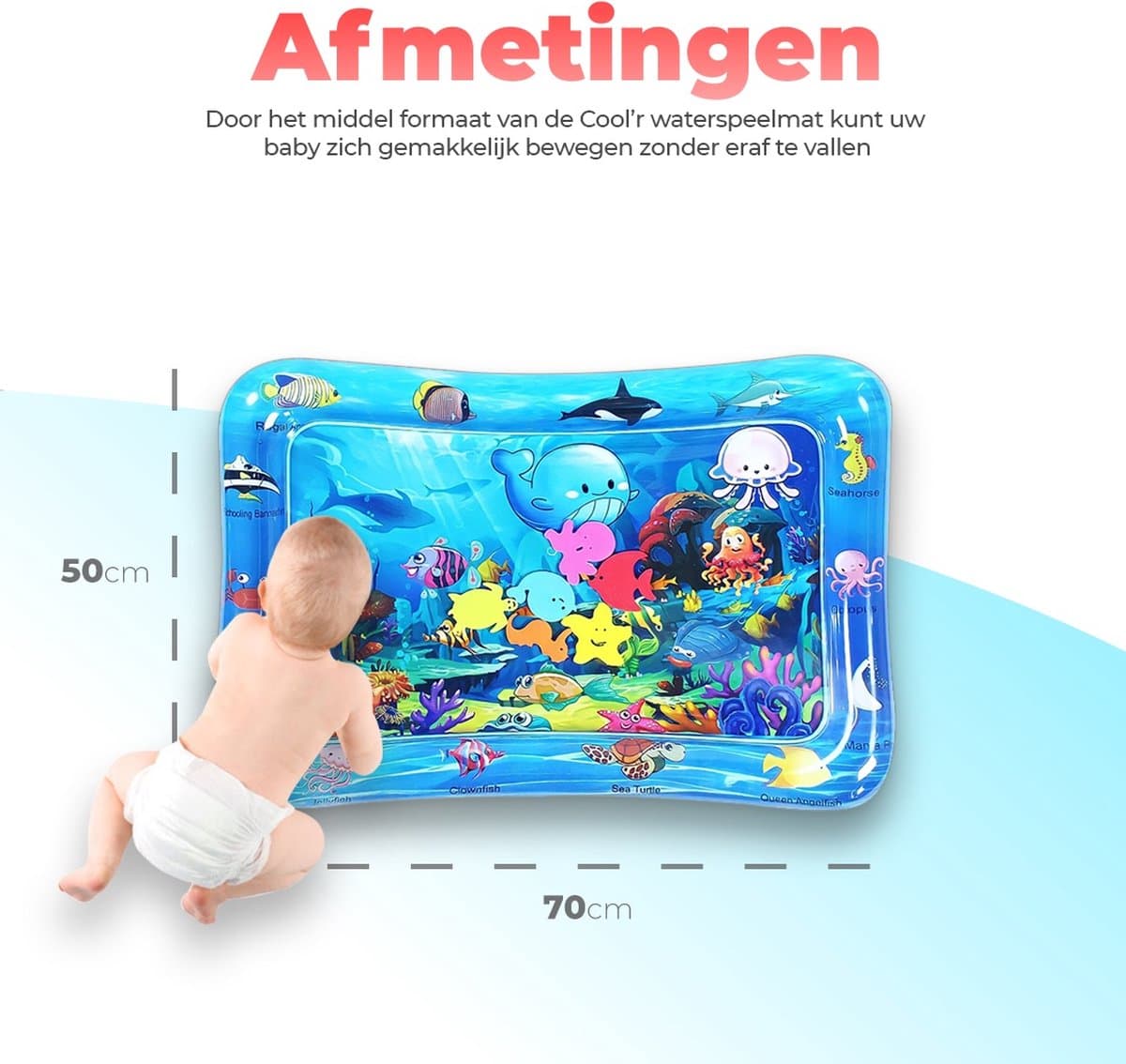 COOL'R® M Waterspeelmat - Met geluid - Speelmat - Kraamcadeau - Opblaasbaar baby water speelmat - Speelkleed - Water speelgoed - Baby speelgoed 0 jaar - Babygym - Kinder speelgoed - Tummy Time thumbnail 2