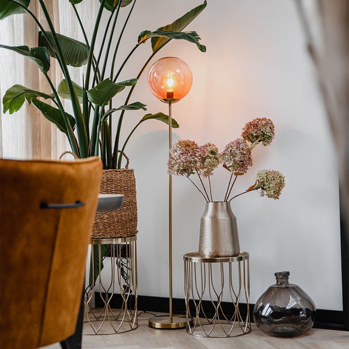 QAZQA pallon - Art Deco Vloerlamp | Staande Lamp - 1 lichts - H 1430 mm - Roze - Woonkamer | Slaapkamer | Keuken thumbnail 2