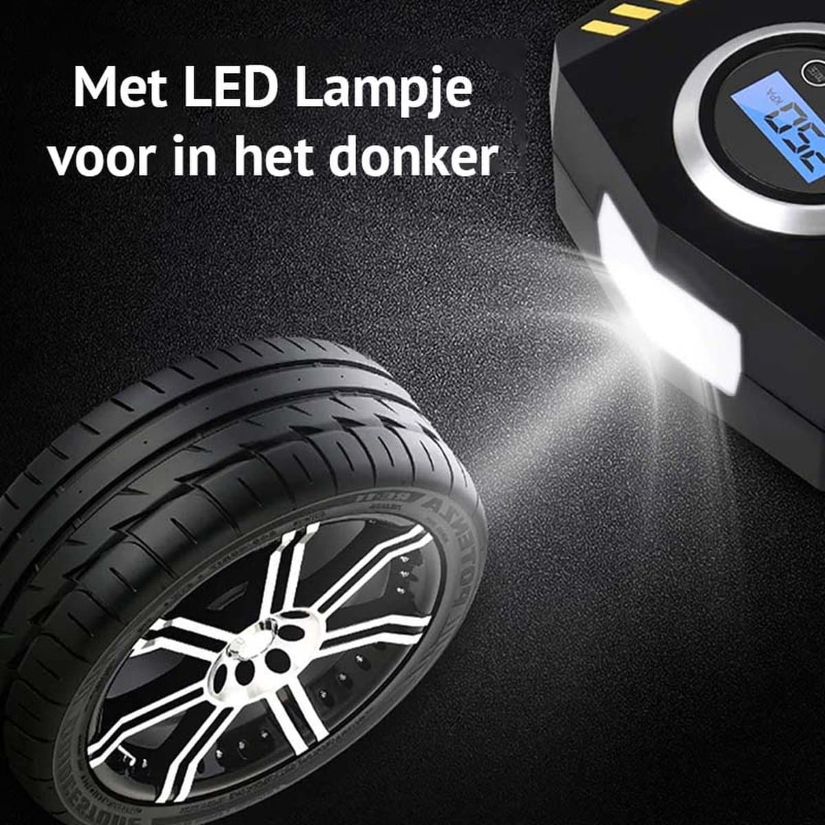 Olvy Compressor Bandenpomp - Luchtcompressor 12V - Elektrische Bandenpomp - Fiets/Auto/Motor/Bal/Luchtbed - Met 4 Opzet Stukken thumbnail 8