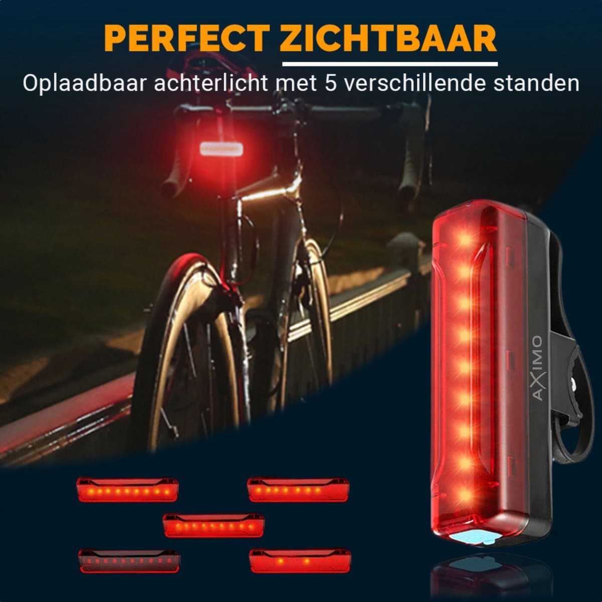 AXIMO Fietsverlichting Set 500 lumen - Fietslamp USB Oplaadbaar LED - Aluminium Voorlicht en Achterlicht - Roteerbaar voorlicht - Waterbestendig (IP65) Fietslicht - MTB & Racefiets thumbnail 3