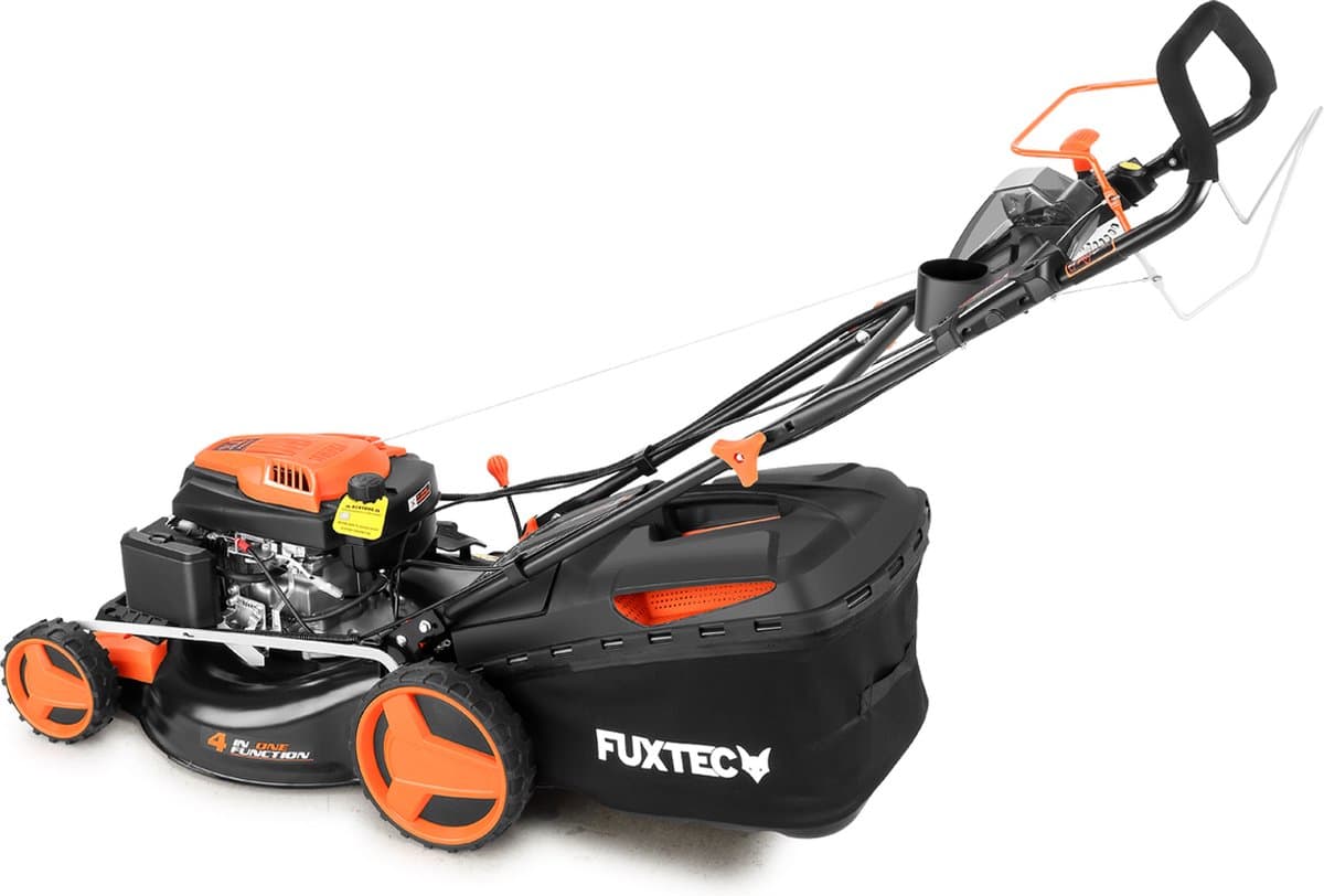 FUXTEC 4-in-1 Benzine Grasmaaier FX-RM5196eSPRO – Elektrische Start – 6 pk – 51 cm Maaibreedte – Flexibele Achterwielaandrijving – 4-Takt – Maaihoogte 25–75 mm – 60 L Grasopvangbak – Mulchfunctie thumbnail 2