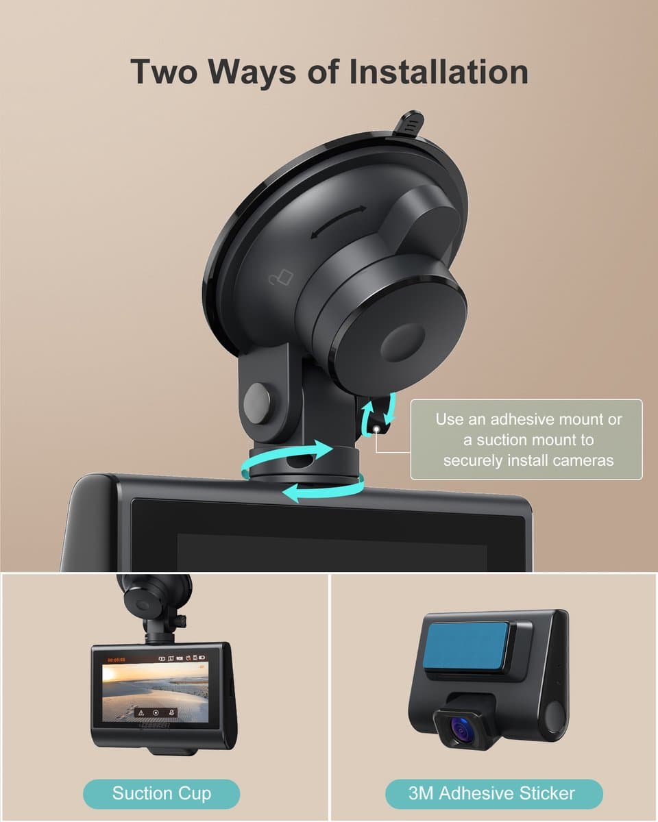 iZEEKER GD850 Dashcam voor auto - 4K & 1080P - Voor en Achter Camera - WiFi en GPS - 3'' IPS Touchscreen - Sony Sensor - Nachtzicht thumbnail 7