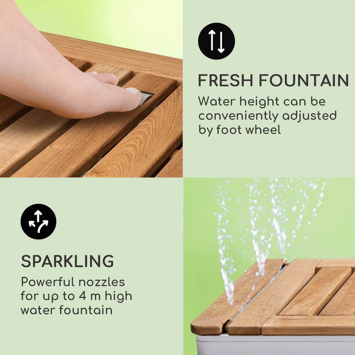 Blumfeldt mobiele tuindouche, buitendouche voor de tuin, vloerdouche met 4m waterstraalhoogte, vloertuindouche met houten look voor zwembad & sauna, buitendouche waterdicht, vorst- & UV-bestendig thumbnail 5
