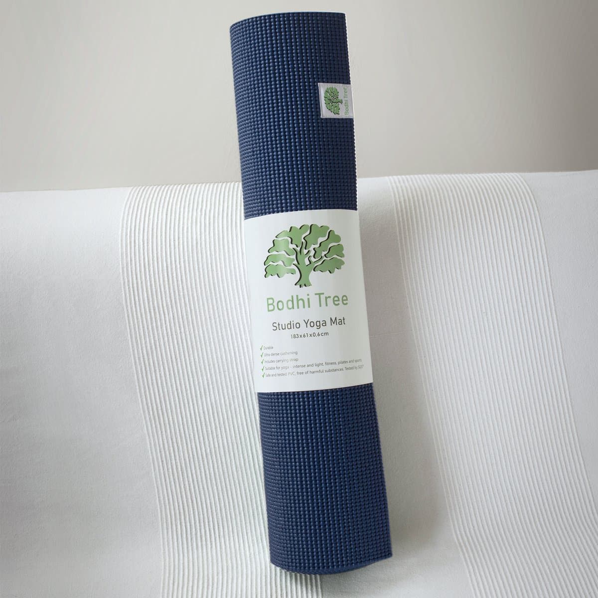 Bodhi Tree Yogamat 6 mm (183 × 61 cm) - Extra dik & antislip - Inclusief draagriem - Donkerblauw thumbnail 2