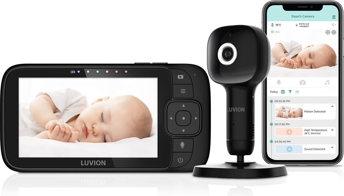 LUVION® Essential Connect Crib Black - Wifi Babyfoon met HD Camera én App - Premium Baby Monitor - afbeelding 1