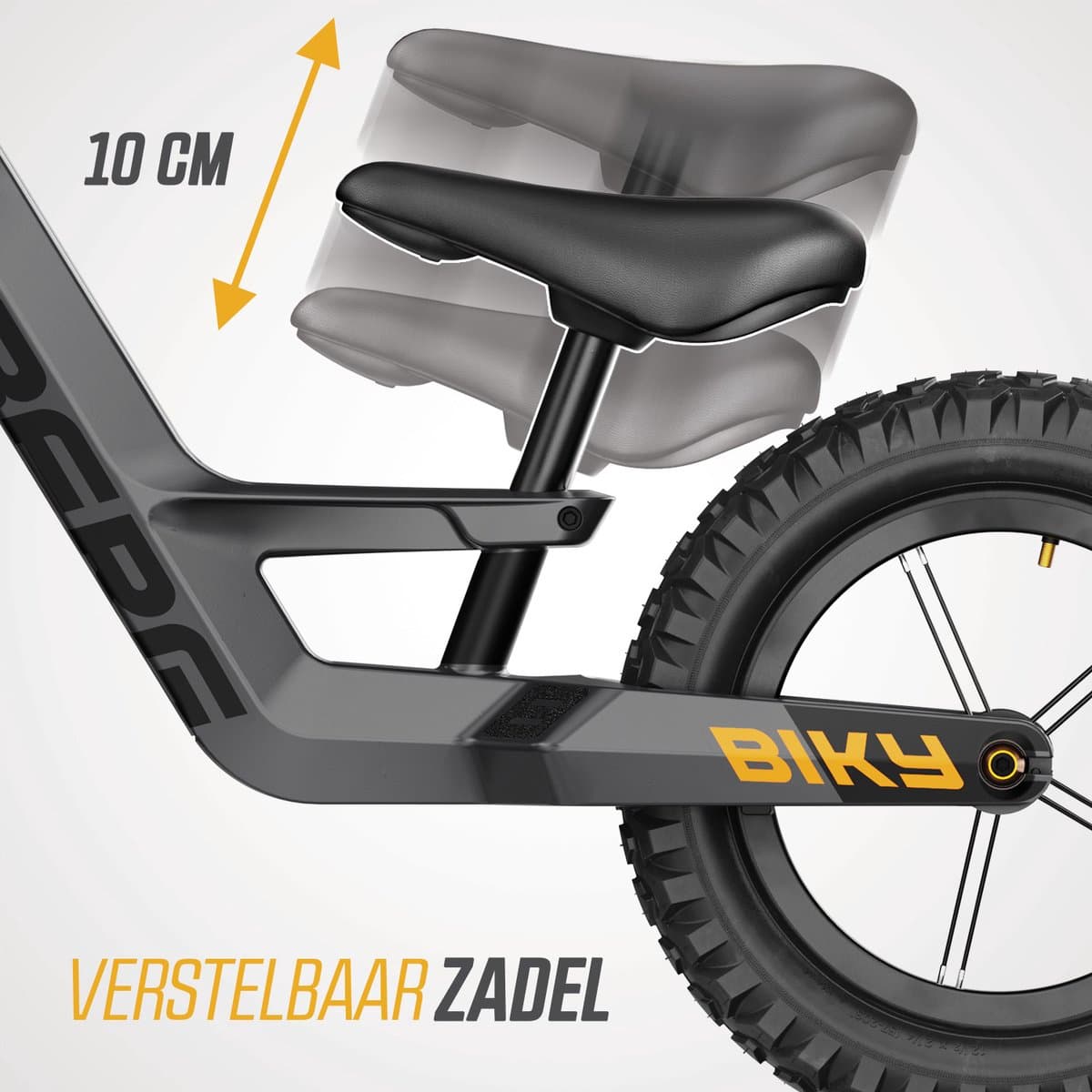 BERG Biky Cross Grey Loopfiets - 12 inch - Met handrem - Lichtgewicht frame van magnesium - Verstelbaar zadel - 2,5+ Jaar - Grijs thumbnail 2
