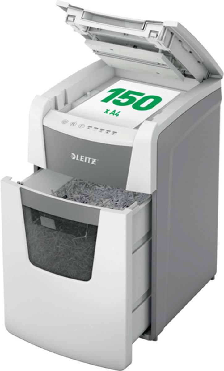 Leitz IQ Autofeed+ Office 150 Stille Papierversnipperaar - P4 Snippers - Tot 150 Vel - 44L - Wit thumbnail 7