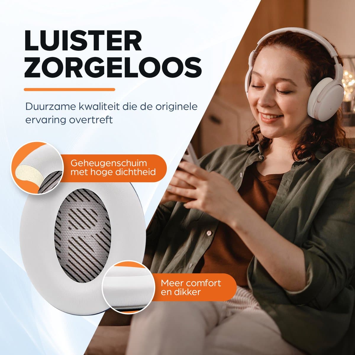 Vervangende oorkussens voor Bose QuietComfort 45 / QC45 / QuietComfort SE - Oorkussens voor koptelefoon - Ear pads headphones - Wit thumbnail 5
