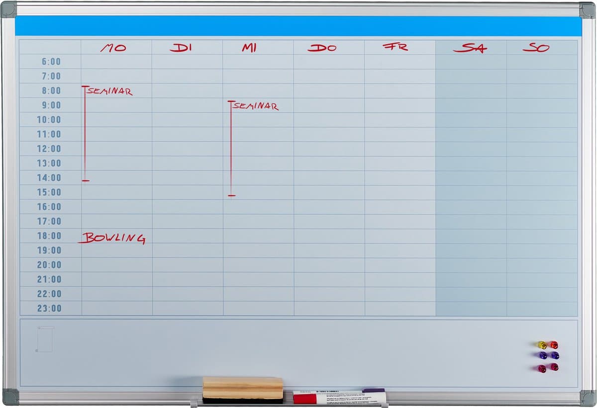 whiteboard planner - jaarplanner - magnetisch - pennenbakje - 60 x 90 cm - wit thumbnail 3