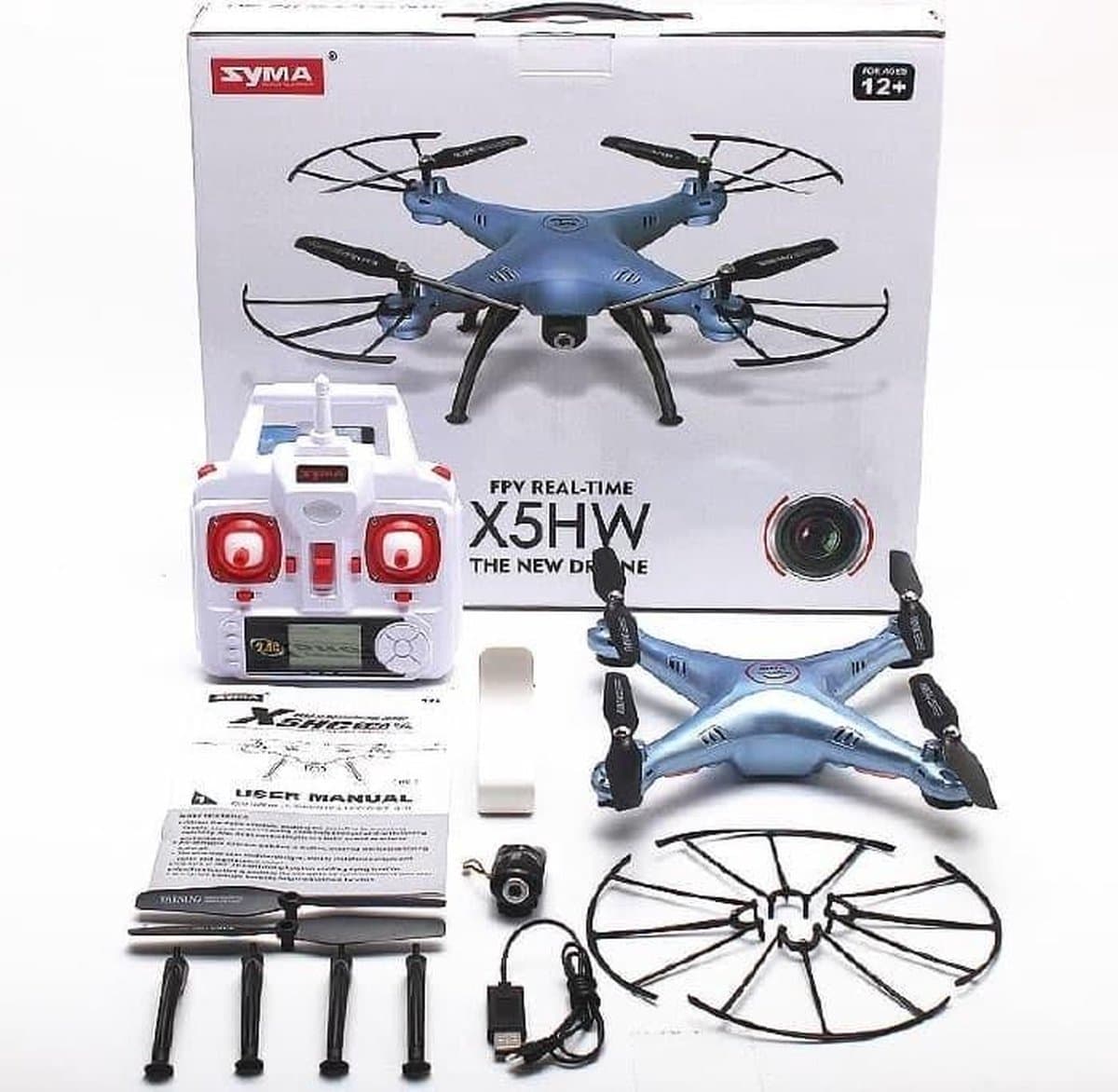Syma X5HW drone met extra accu en HD camera | FPV live | WiFi | Quadcopter - Blauw thumbnail 4