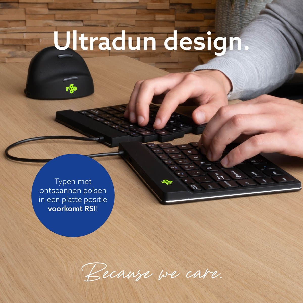 R-Go Split - Draadloos Ergonomisch Toetsenbord - Pauze-indicator - Gesplitst - US QWERTY - Zwart thumbnail 3