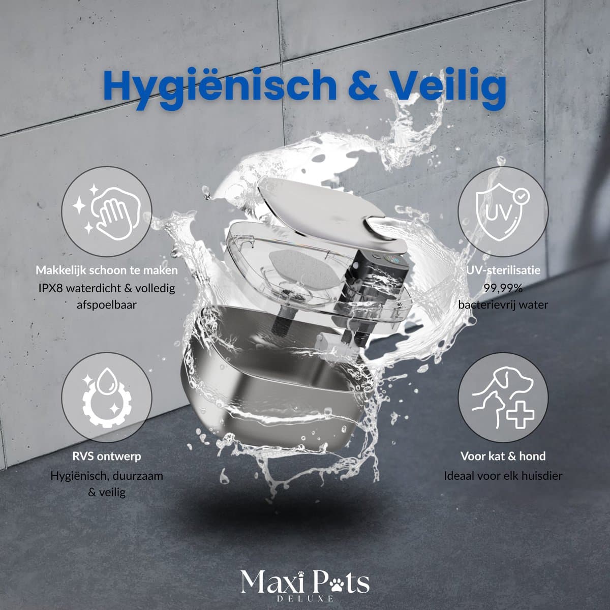 Maxipets Aqua NOVA® 5,5L RVS drinkfontein met display thumbnail 2
