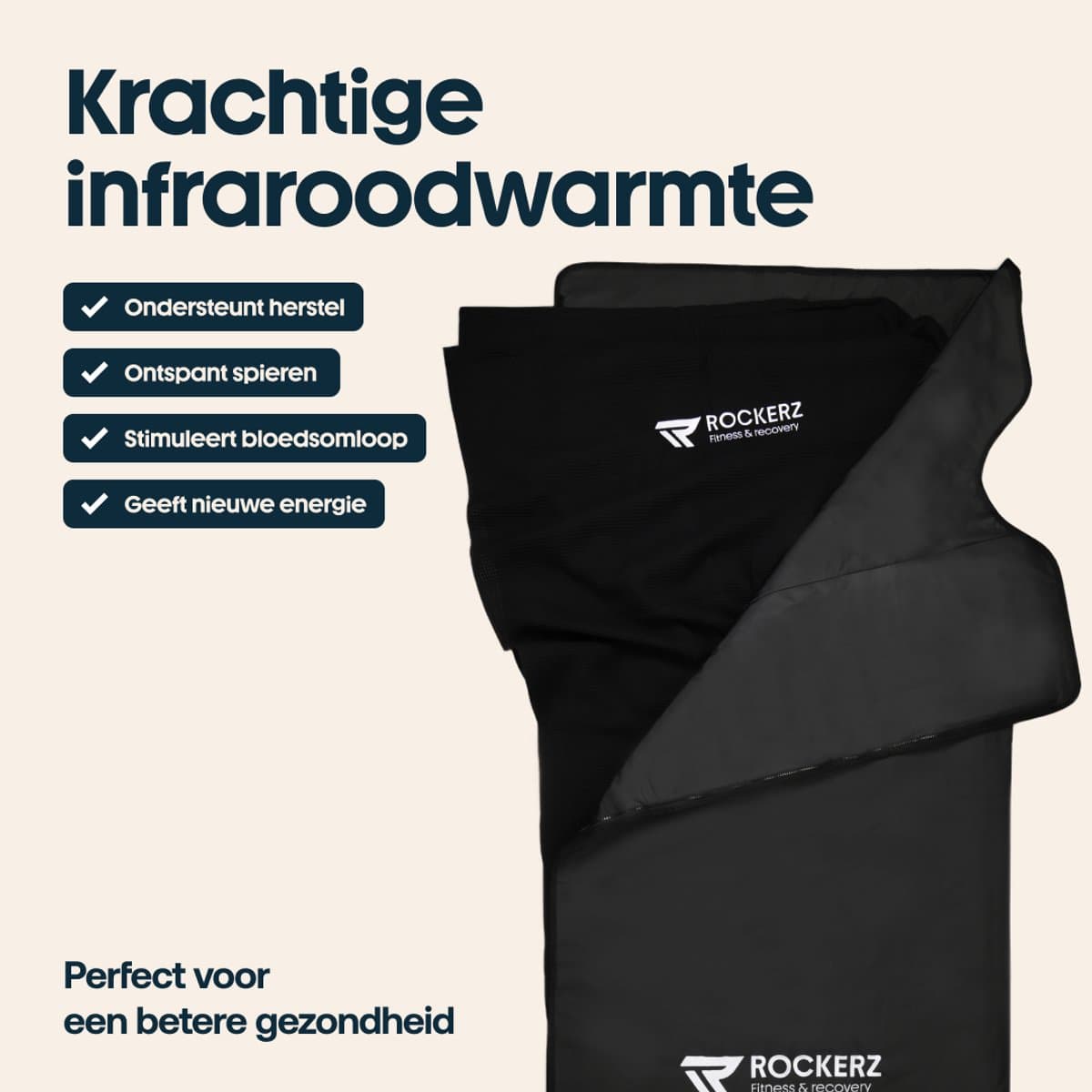 Rockerz Infrarood Saunadeken – Infraroodtherapie - Thuis Ontspannen & Ontgiften - Detox-effect - lengte 185cm - Kleur: zwart thumbnail 2