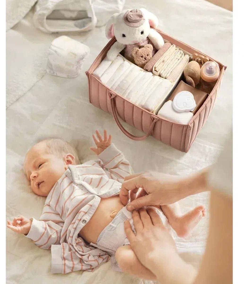 Luiertas Organizer Baby Luiermand Opbergmand met Verwijderbare Vakken & Handvat – Draagbare Luiertas voor Babyverzorging – Luiertafel Organizer – Babykamer Opbergbox thumbnail 7