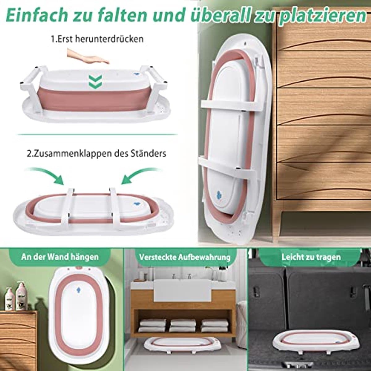 Opvouwbare Babybadkuip 82x50 cm - Antislip + Zitkussen thumbnail 5