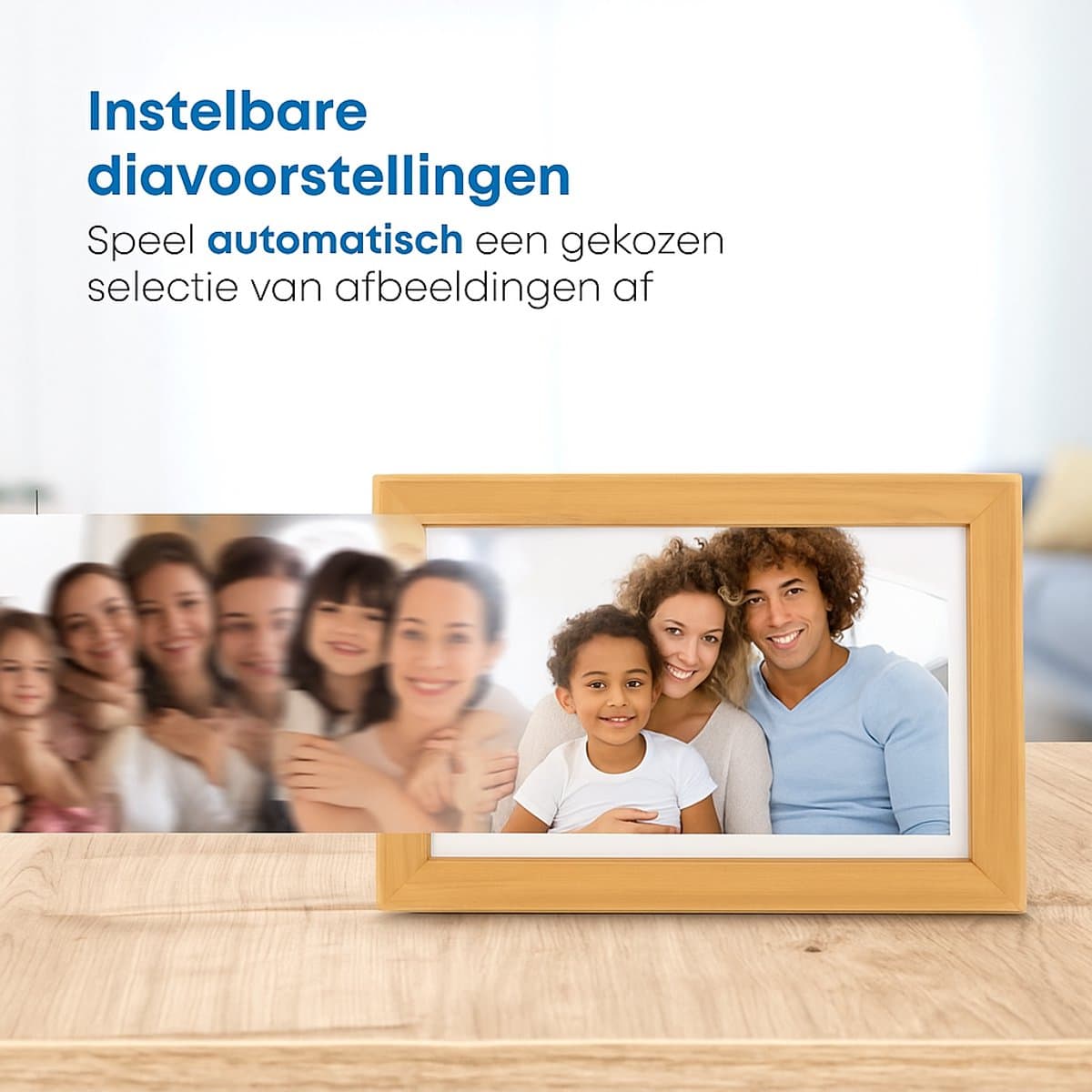 Digitale Fotolijst met Wifi en Frameo App - 10.1 inch - Fotokader - HD + Display - IPS Touchscreen - 16GB - Wooden thumbnail 7