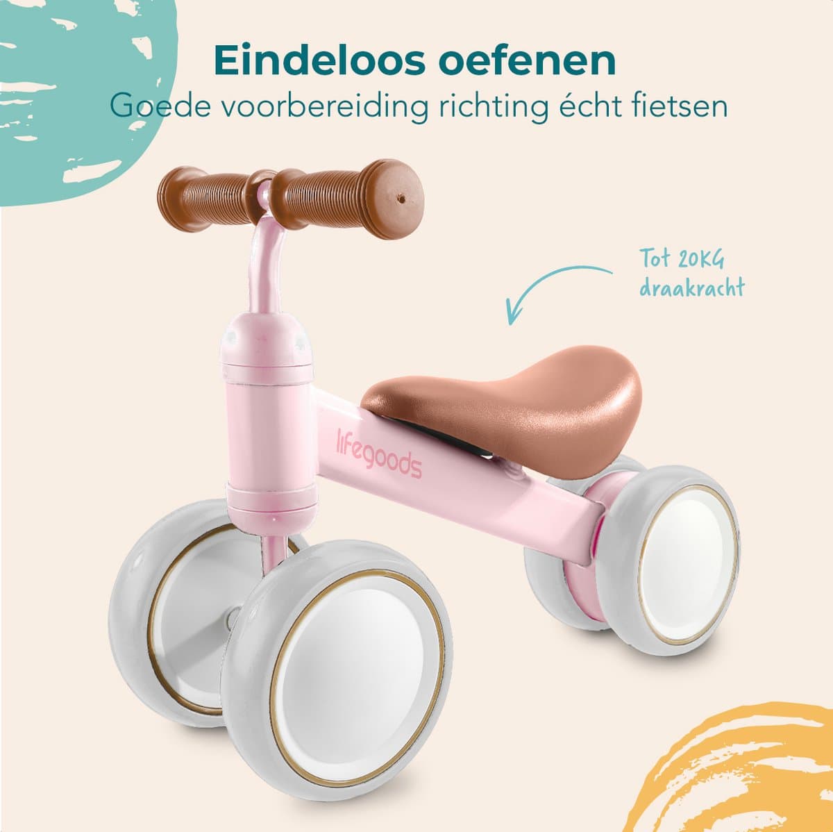 LifeGoods Loopfiets - Speelgoed Vanaf 1 jaar - Jongens en Meisjes - Kinderstep - Loopfietsje - Roze thumbnail 6